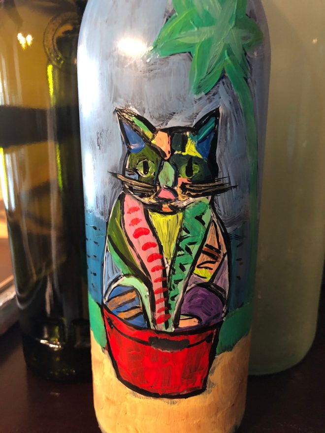 Crazy Colored Cat in a Beach Pail