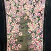 Cherry Blossoms with Japanese Pagoda on Denim Jacket