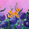 Purple Hydrangeas with Yellow Flowers
