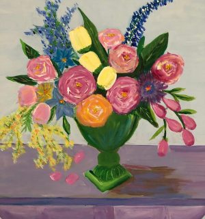 Yellow Tulips and Roses